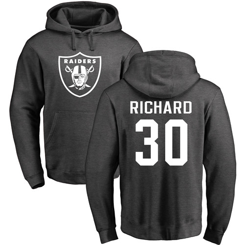 Men Oakland Raiders Ash Jalen Richard One Color NFL Football #30 Pullover Hoodie Sweatshirts->oakland raiders->NFL Jersey
